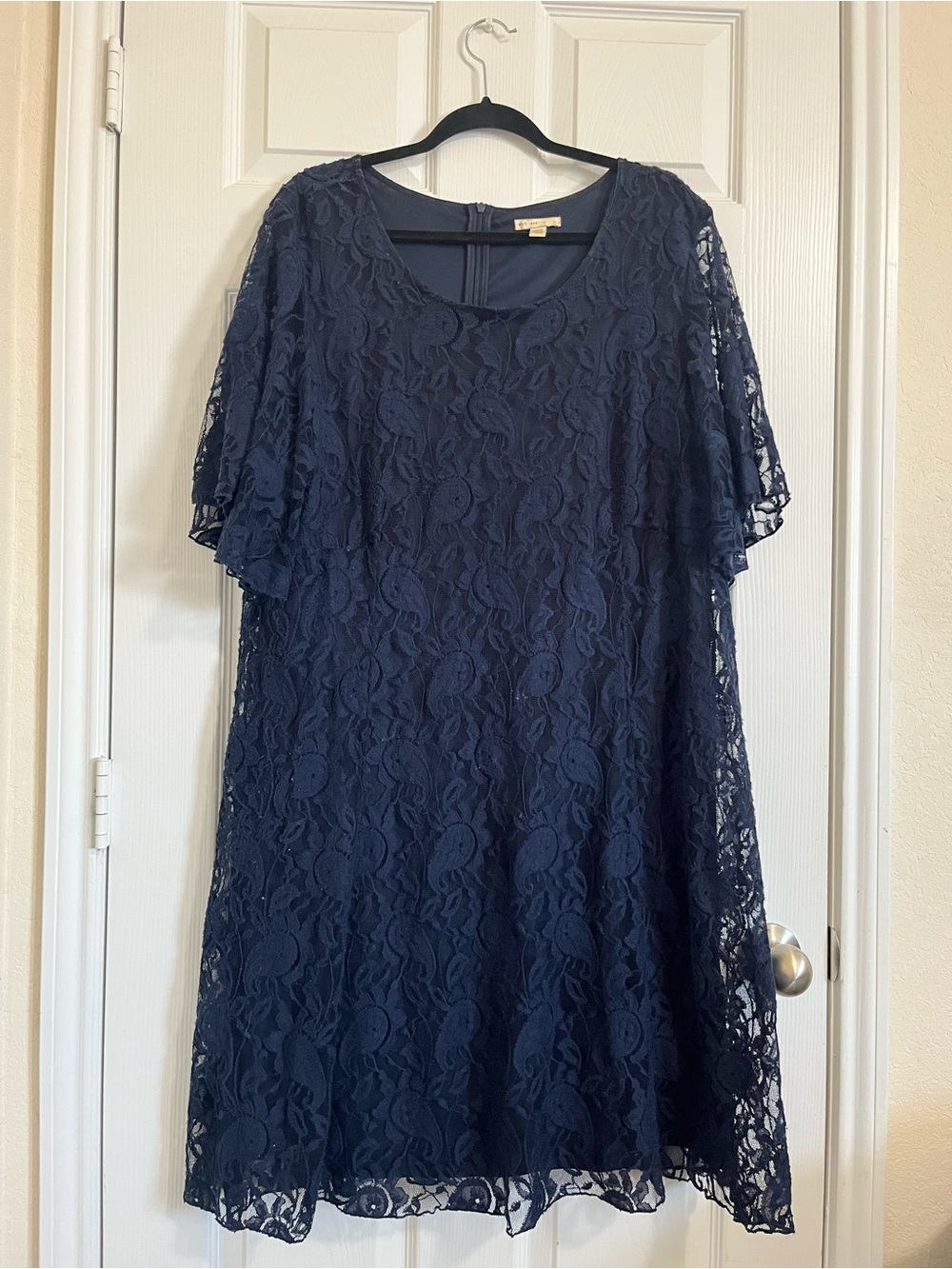 Navy Lace A-Line Women's Dress